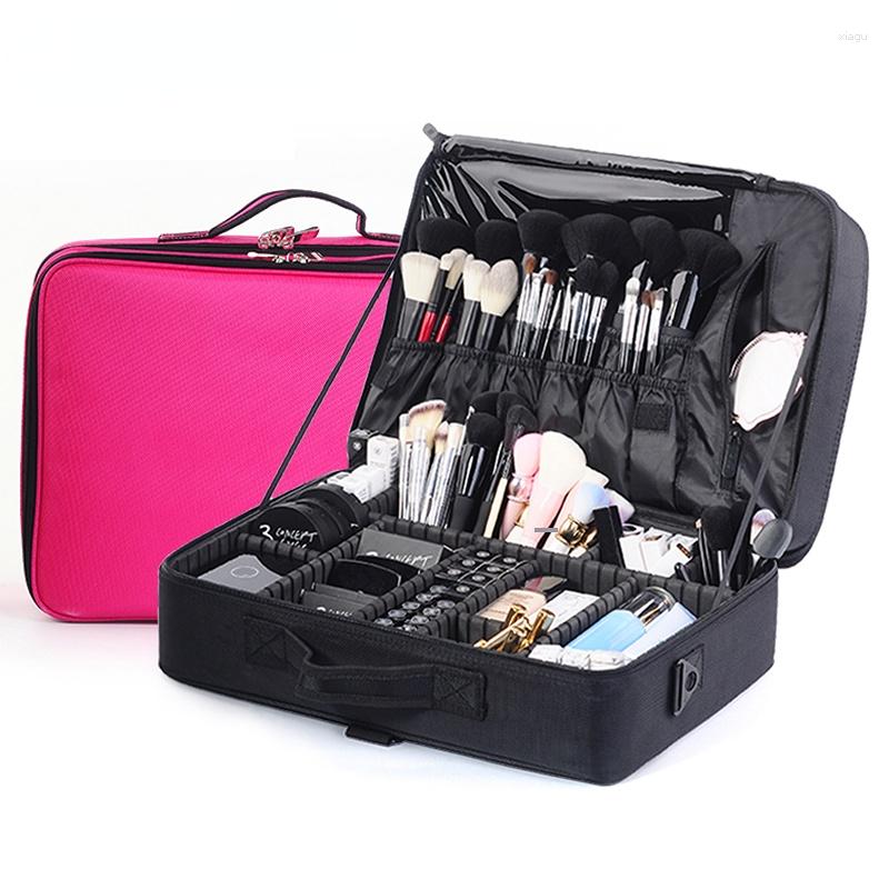 

Cosmetic Bags Super Large 45x33x16CM Professional Makeup Bag Wedding Case Capacity Travel Suitcase For Make Up Organizer Box, Super large hot pink