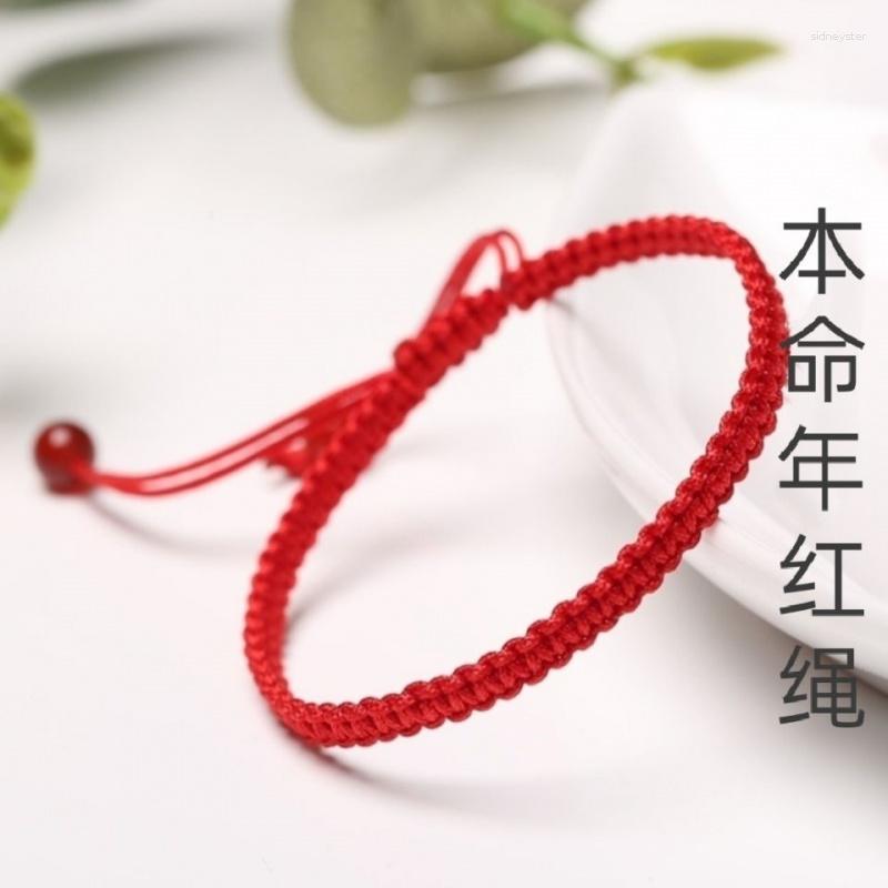 

Charm Bracelets Good Luck Red Rope Unisex Hand Tied Retro Student Handwork Bracelet Finished Product Adjustable And Handmade Diy Accessories