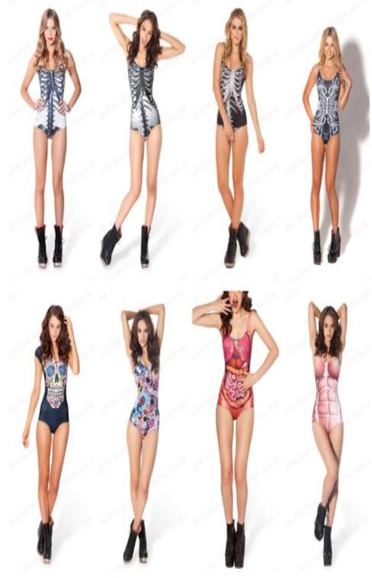 

Strong Muscle Women Swimwear DAY OF THE DEAD Swimsuit One Piece Sexy Skulls Bodysuit Viscera Human Skeleton Bikini Discount4901575