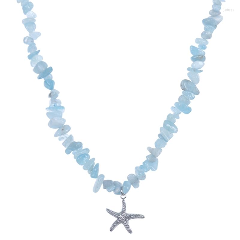 

Pendant Necklaces Unique Starfish Necklace Ocean Theme Natural Stone Beach Vocation Animal Clavicle Chain Women Jewelry