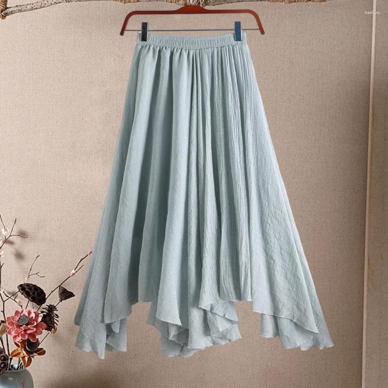 

Skirts Chic Women Maxi Skirt Ankle Length Lady Solid Color Big Swing Summer Daily Wear, Black