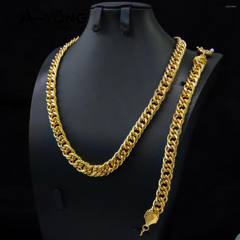

Necklace Earrings Set Middle East Gold Jewelry 21k Plated Luxury Dubai Ethiopian Africa Bride Wedding Party, Picture shown