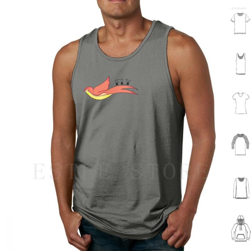 

Men's Tank Tops Vest Sleeveless Bird Tattoo Swallow, M-tank-red