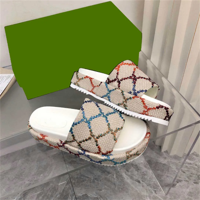 

Thick Bottom Sandals Women Slippers Embroidered Shoes Cotton Platform Fashion Slipper Letter Flat Mules Lady Designer Luxury Home Shoes