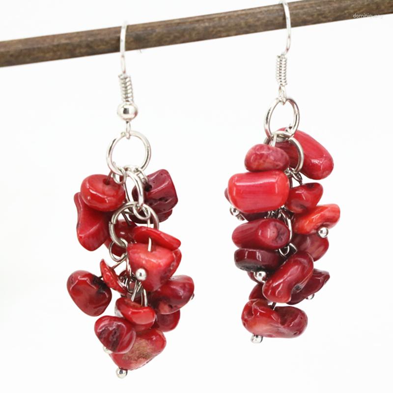 

Dangle Earrings Long Drop Earring 9-11mm Irregular For Women Natural Stone Red Coral Yellow Tiger Eyes Party Eardrop Gift A70