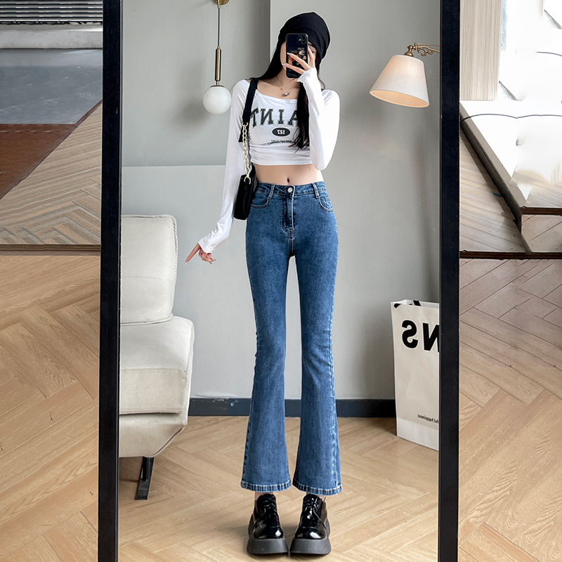 

Flare Jeans Low Waist Loose Comfortable Jeans for Women Pants 2023 Elastic Fashion Girlfriend Style Denim Pant, Coffee