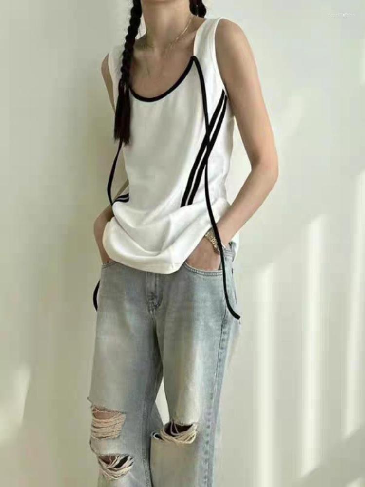

Women' Tanks Trendy Patchwork Loose Tank Top Sweet Cool Y2k Aesthetic Women Streetwear Camisole Fashion Vintage Grunge, White