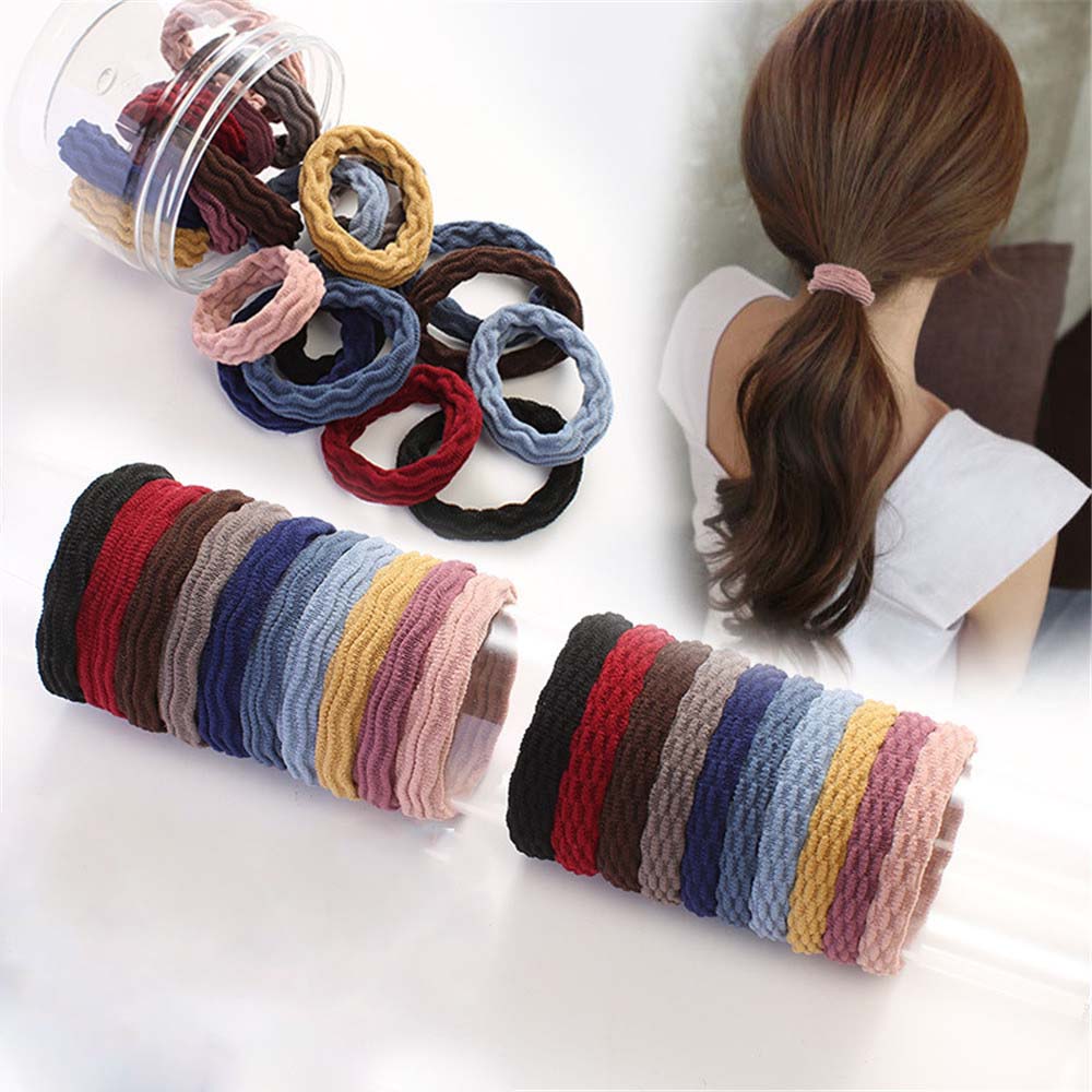 

20pcs/Set Women Wavy Pattern Seamless Rubber Band Thicker High Elastic Colorful Hair Ties Girls Ponytail Holder Adult Headwear