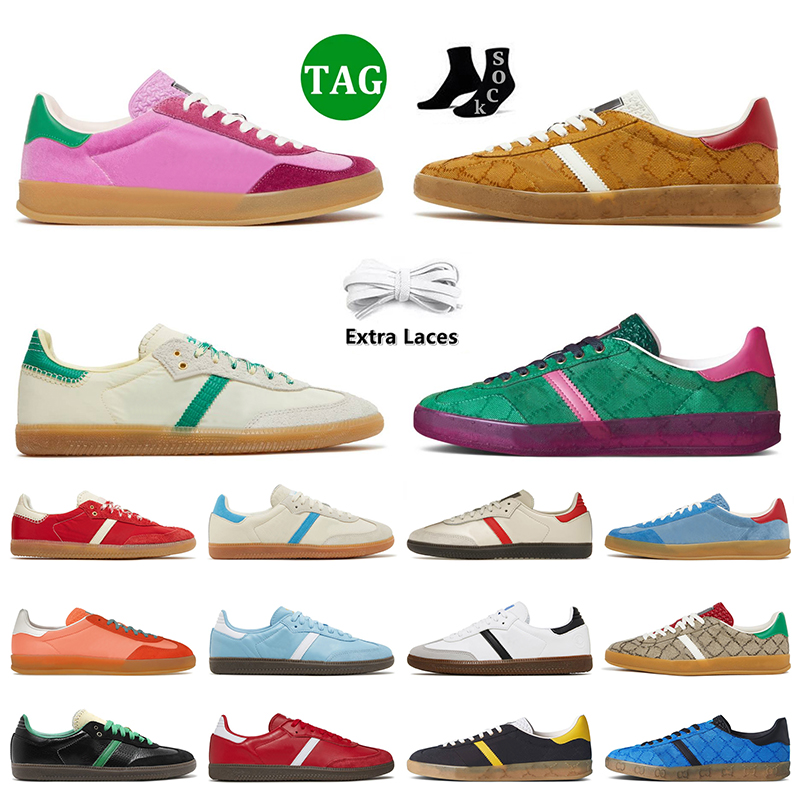 

Women Mens Designer Casual Shoes Gazelles Monogram Pink Velvet Trainers Top Quality Vegan White Black Wales Bonner Cream Green Platform Sports Loafers Sneakers, D24 monogram grey yellow 36-45