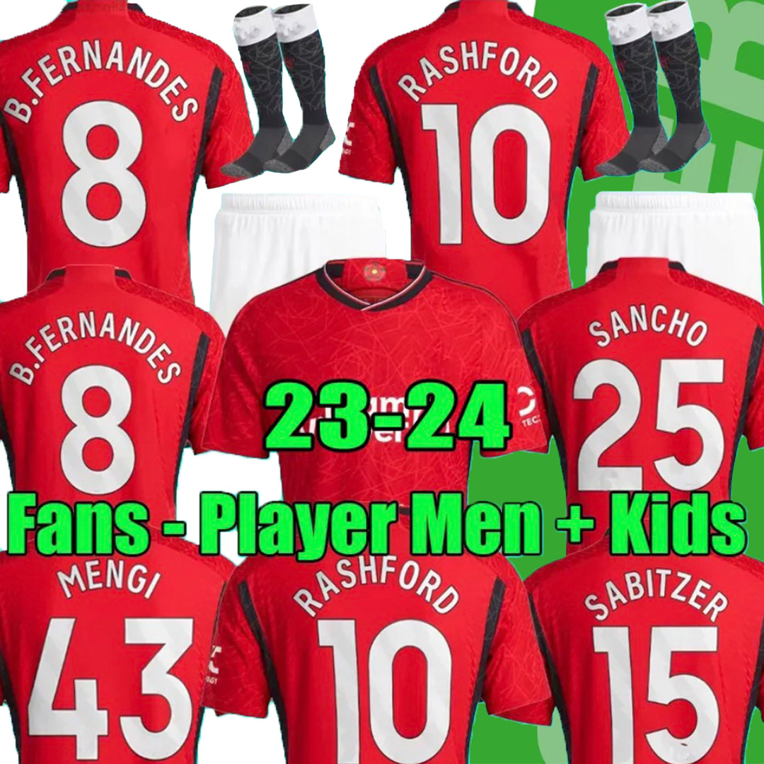 

Fans Player 22 23 24 SANCHO soccer jerseys BRUNO FERNANDES RASHFORD football shirt 2023 2024 men kids kit MARTINEZ MALACIA ERIKSEN CASEMIRO ANTONY Garnacho Martial, Image