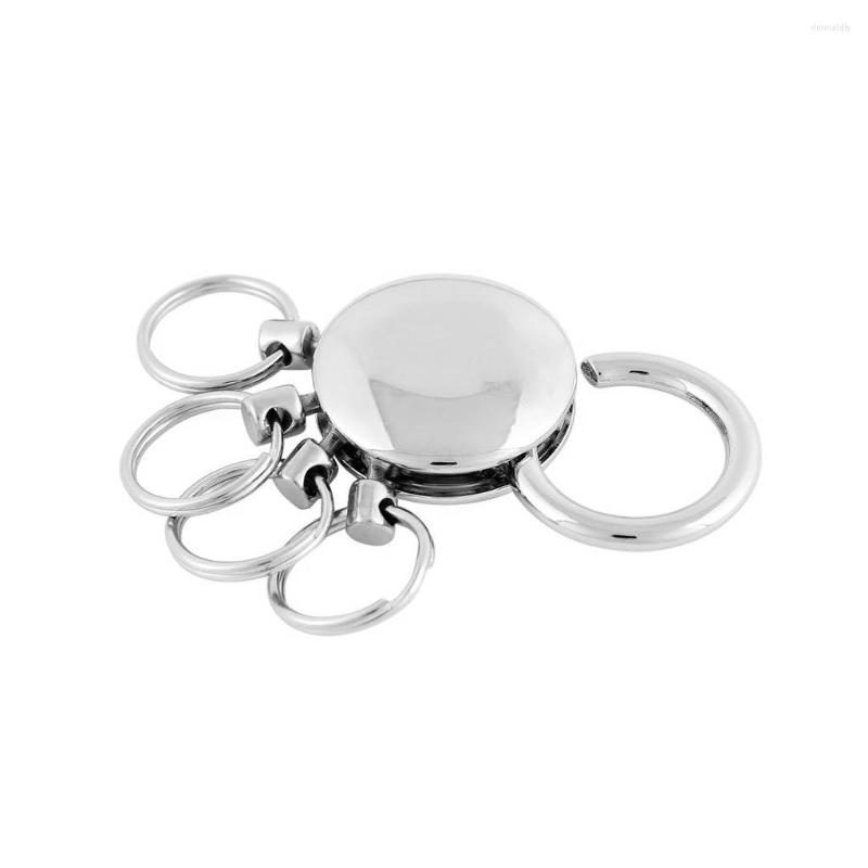 

Keychains Stainless Steel Keychain Decoration Round Key Chain Woman Man Handbag Waist Hanging Keyring Detachable Decorative