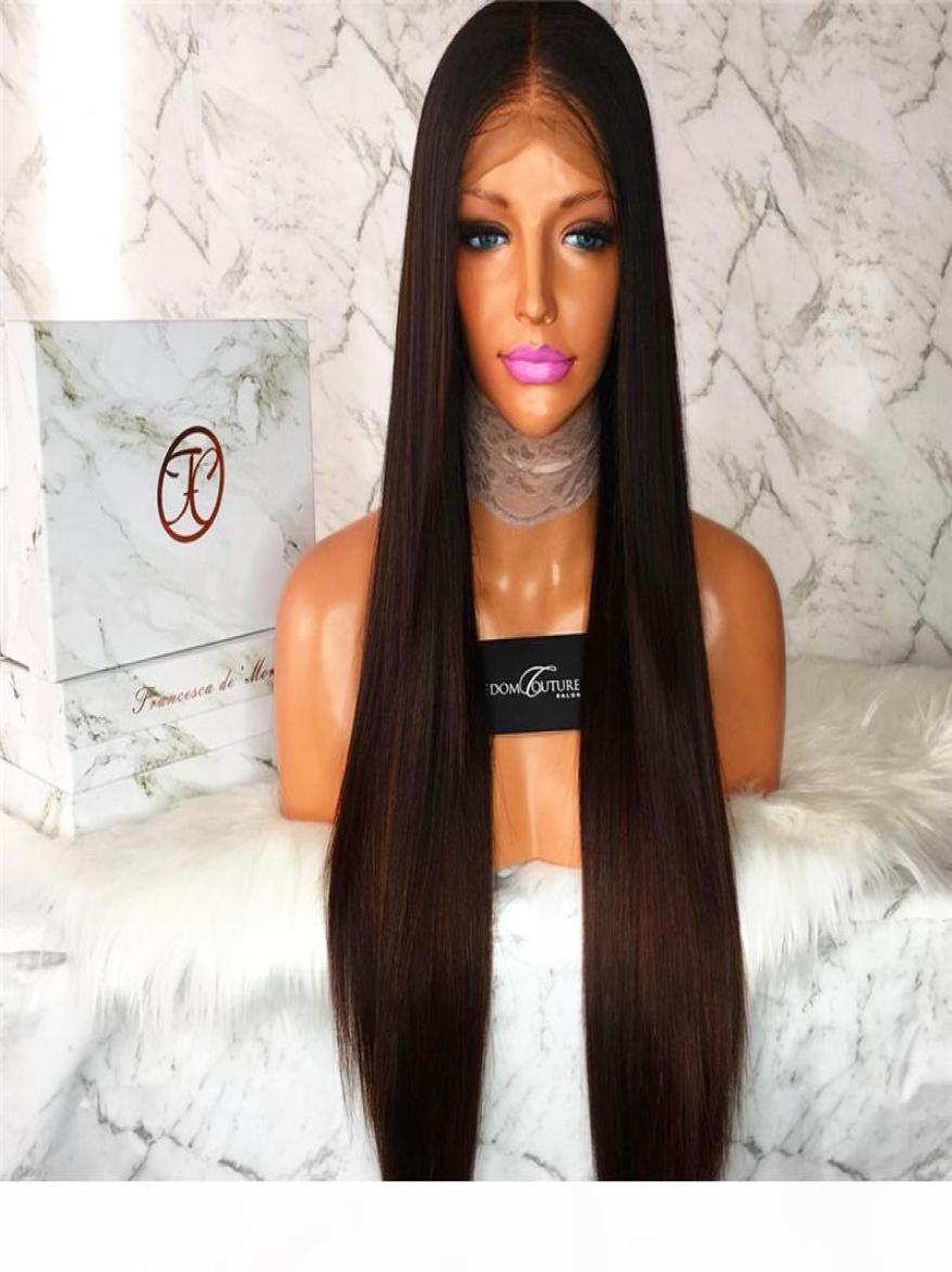 

100 Brazilian Virign Remy Human Hair 1026 inch STOCK Silky Straight African American Glueless Full Lace Wig Front2276493, Natural color