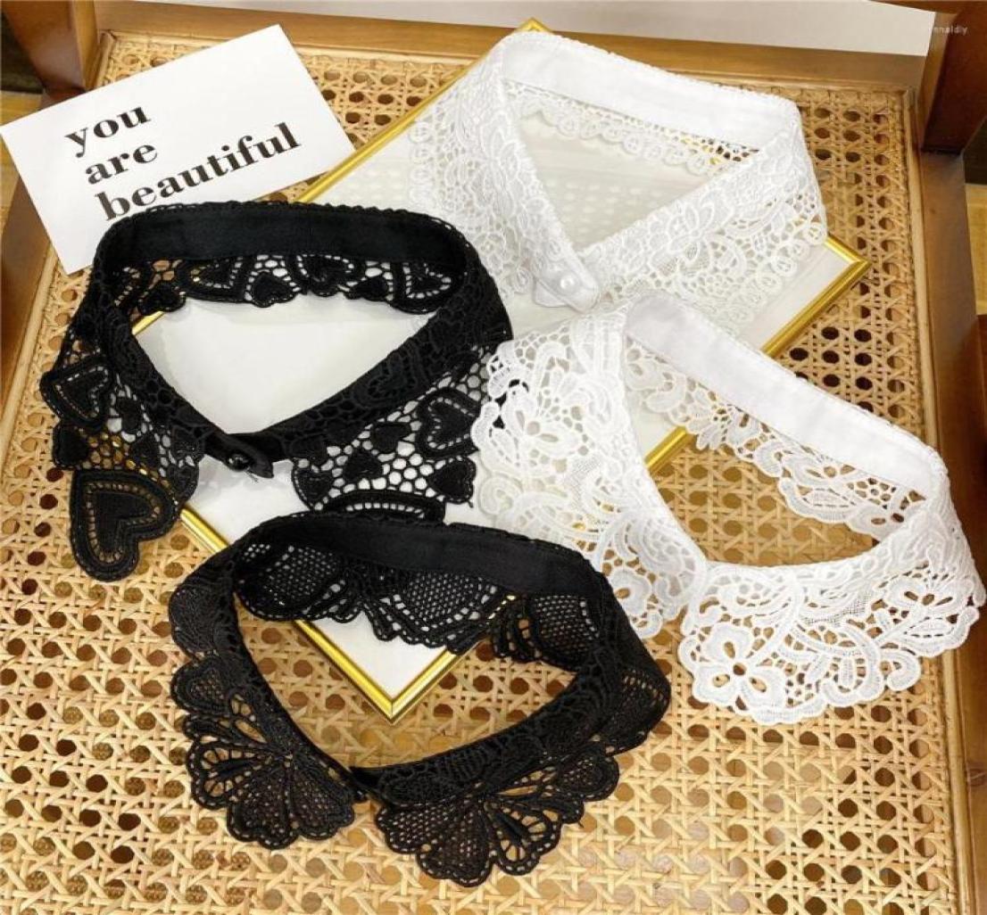 

Bow Ties Fashion WhiteBlack Shirt Fake Collar For Women Lace Hollow Detachable Lapel Blouse Top Necklace Clothes Accessory3233727