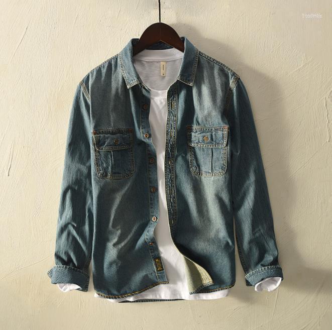 

Men's Casual Shirts Men's Fashion Men's Denim Shirt Loose Mens Cowboy Long Sleeved Jeans Tops Men Dress Shellort XXXL, Dark blue