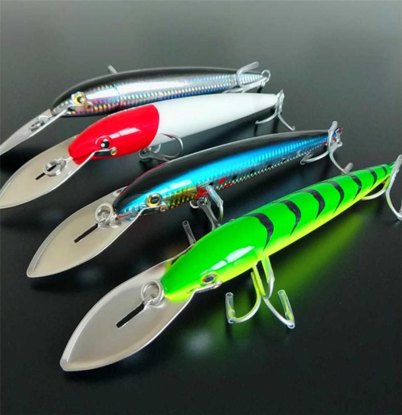 

NOEBY 4pcslot Big tongue minnow lure 32g130mm 647g185mm 76g225mm 4 colors 3D eyes Artificial big hard fishing 2106222278540