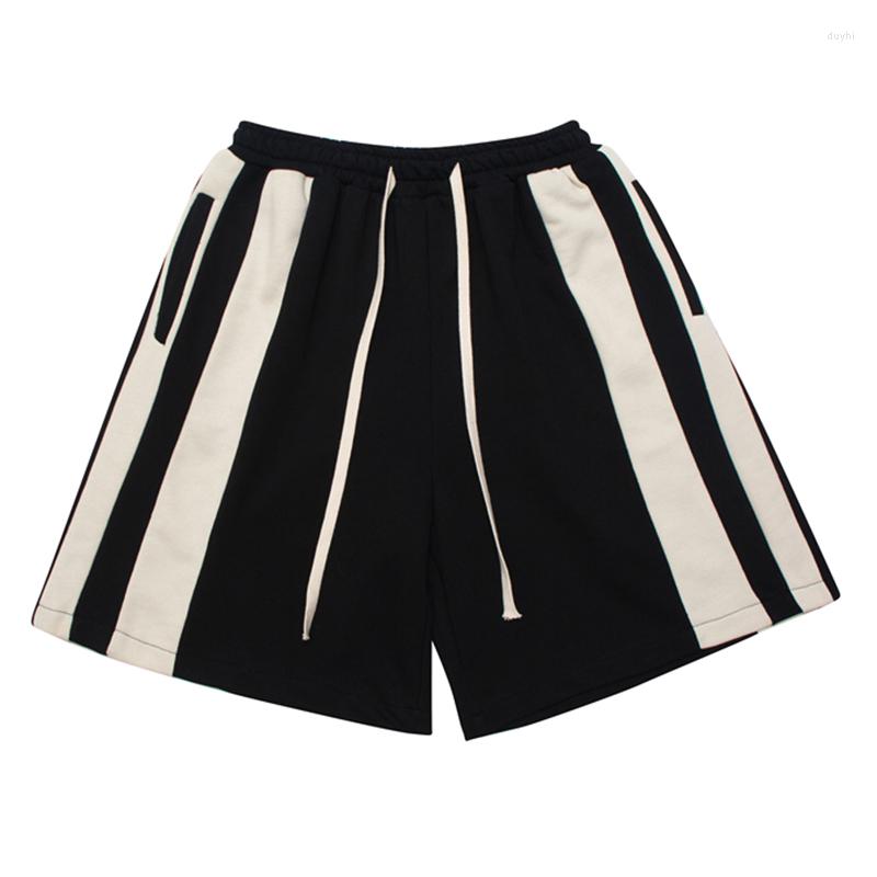 

Men's Shorts Casual Summer 2023 Japanese Retro Striped Drawstring Contrast Color Stitching Sports Loose Couple Pants, Black