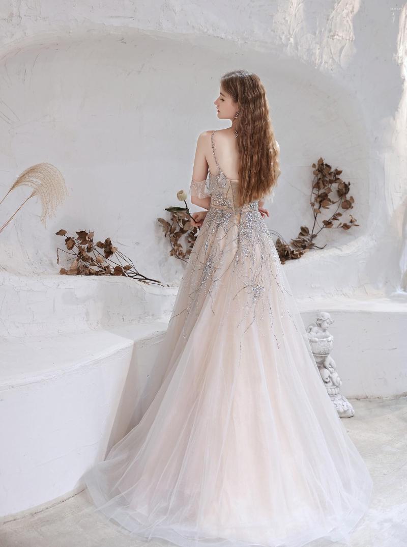 

Stage Wear Merdelan Champagne Sequins A-Line Prom Dresses Elegant Halter Evening Gown 2023 Off The Shoulder Plus Size Women Formal Dress