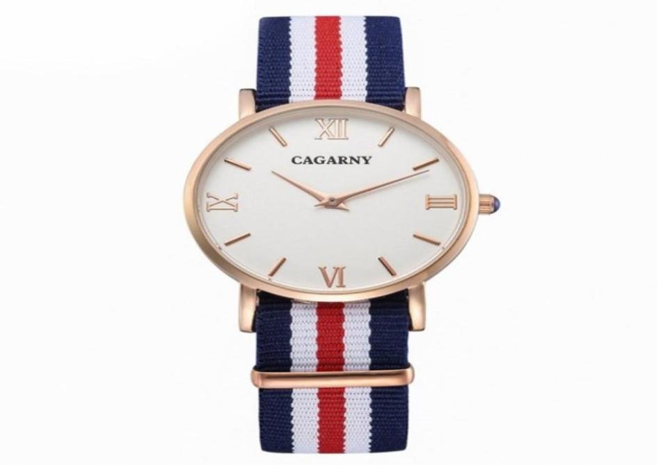 

CAGARNY Watches Women Fashion Quartzc watch Clock Woman Rose Gold Ultra Thin Case Nylon Watchband Casual Ladies8790708, Split