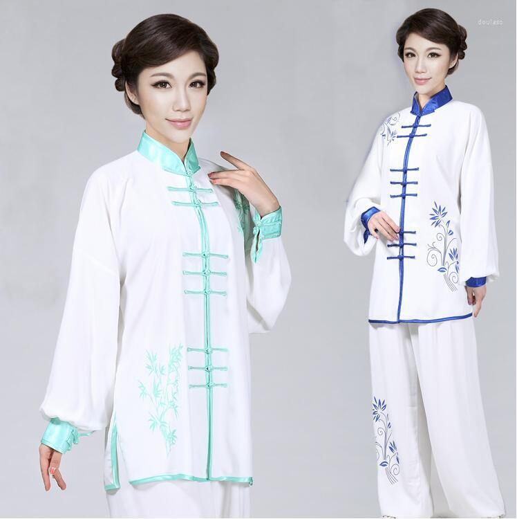 

Stage Wear Chinese Traditional Wushu Uniform Performance Costumes Sets Long-Sleeved Embroidery Tai Chi Clothing For Women, Rose red