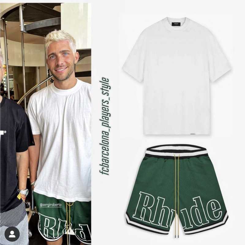

Men' Shorts High Quality 1 RHUDE Beach Print Font Large Drawstring Breathable Mesh Pants For Men And Women SportsP5O1