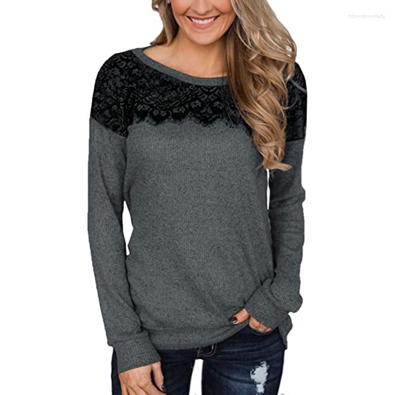 

Women' T Shirts Lace Patchwork T-shirt Women Long Sleeve Tops Tee Spring Autumn Y2k Clothes Female O-neck Harajuku Mujer Camisetas, Purple