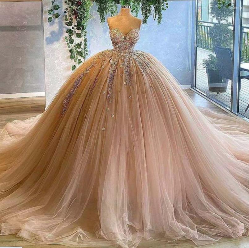 

Party Dresses Sexy Strapless Champagne Prom Dress 2023 Fluffy Princess Formal Evening Celebrity Sweetheart Collar Lace, Ivory
