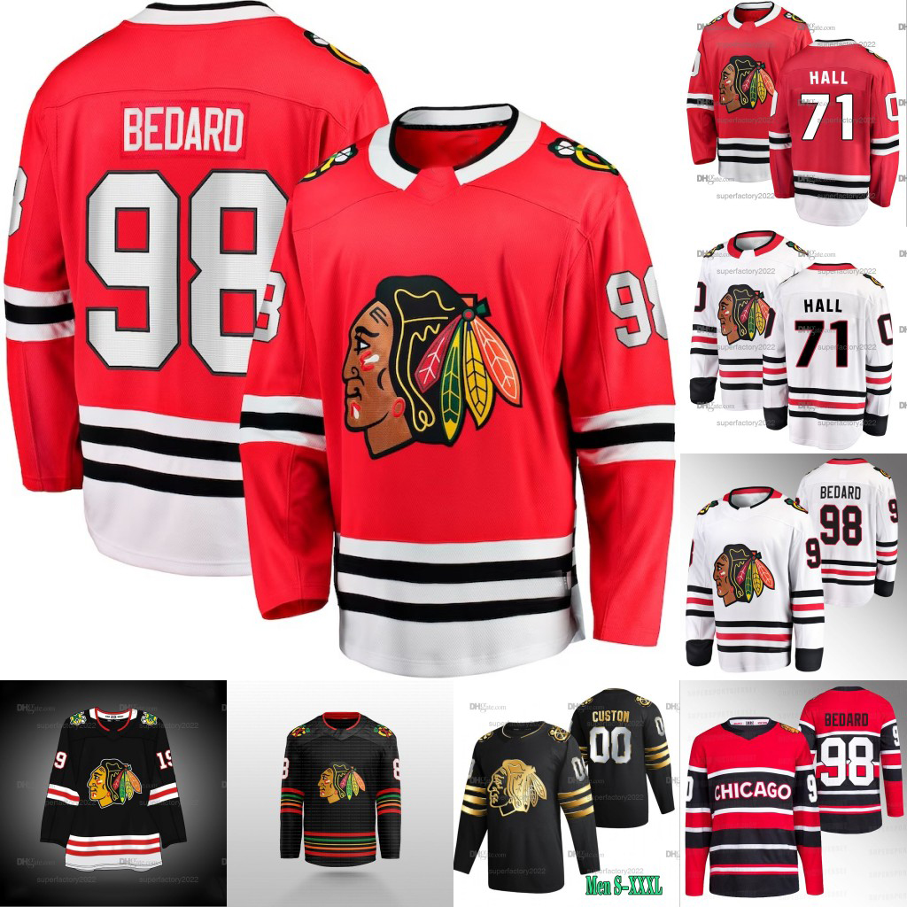 

98 Connor Bedard Chicago Blackhawks Jersey Taylor Hall Nick Foligno Chicago Jonathan Toews Caleb Jones Alex Stalock Max Domi Tyler Johnson Andreas Athanasiou, Women s-xxl