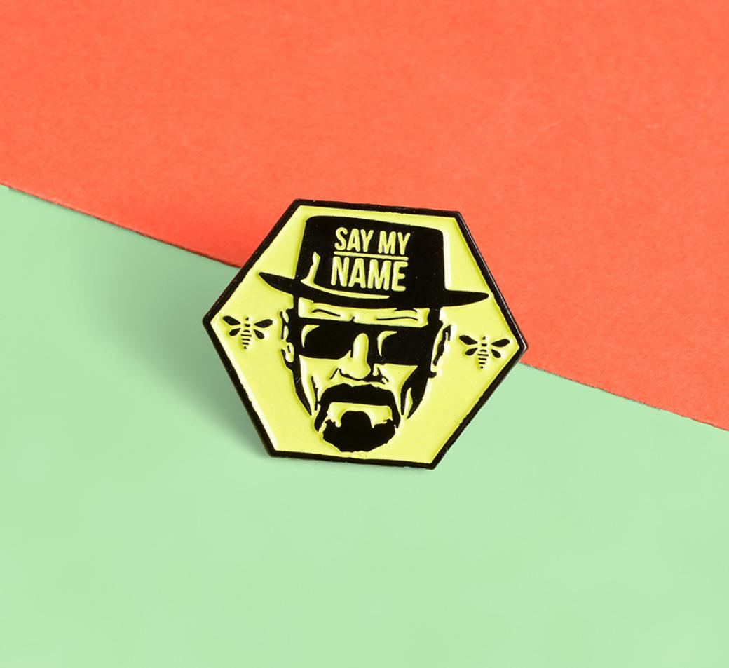 

Creative Breaking Bad Walter White Avatar Enamel Brooch SAY MY NAME Yellow Pin Alloy Badge Clothes Bags Men Jewelry Gift accessory6694758, Red