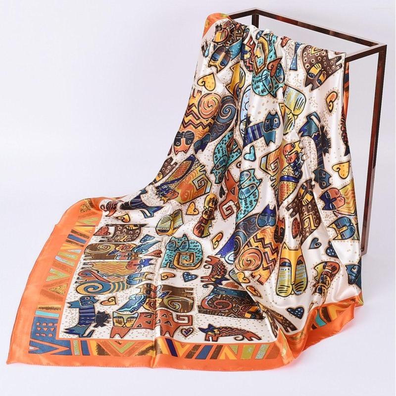 

Scarves Silk Feeling Headband Boho Women Bandanas Scarf Printed Bandana