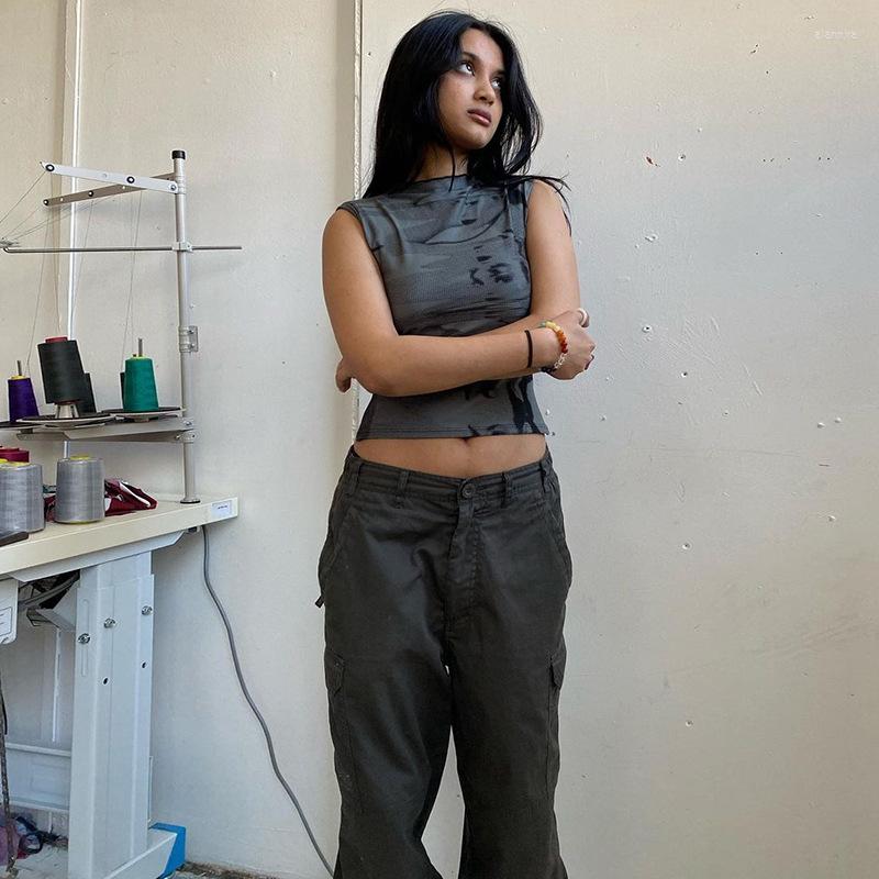 

Women' Tanks MJKBH 2023 Summer Women' Clothing Sleeveless Round Neck Printed Contrast Color Strap Backless Hollow Vest, Black vest