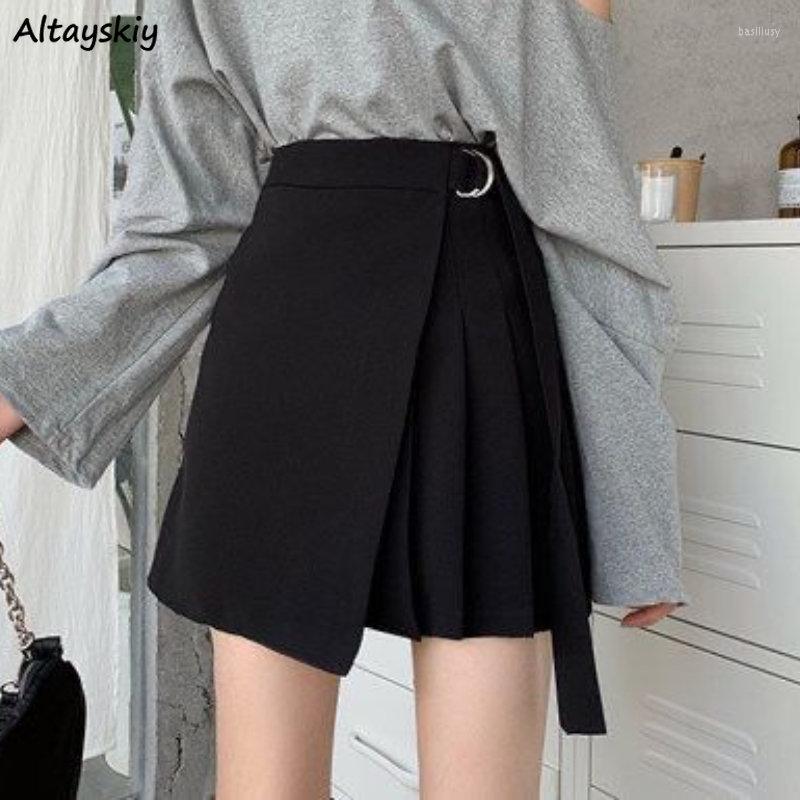 

Skirts Mini Women Sweet Vintage Irregular Harajuku Summer A-line Streetwear Female Korean Style Daily All-match, Black skirts