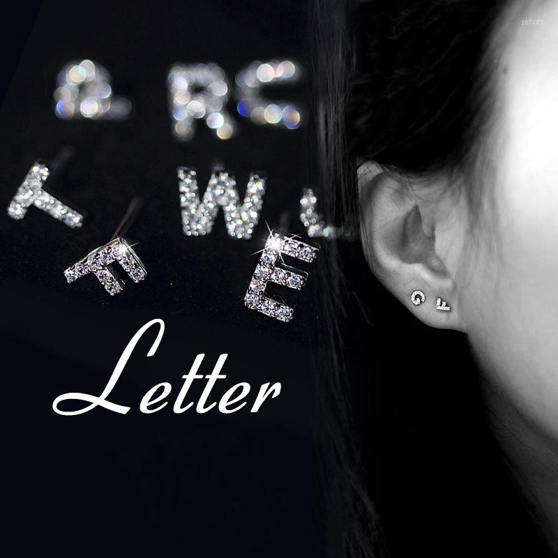 

Stud Earrings IOGOU Sterling Cubic Zirconia 26 English Letters Cartilage For Women Lobe Ear Piercing Jewelry Gift