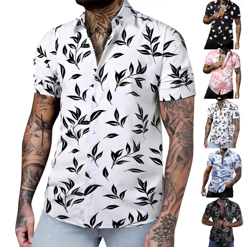 

Men's Casual Shirts Vintage Ethnic For Men 2023 Summer Hawaiian Shirt Loose Print Short Sleeve Cardigan Beach Blouses, Pink