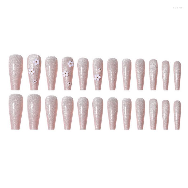 

False Nails Jelly Glue Long Press-On 24 PCS Opaque Stick-on Reusable Pastel & Odorless Women Girls, Red