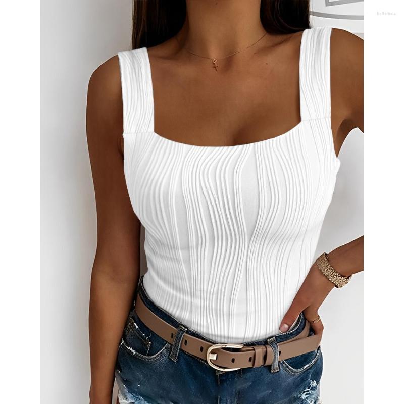 

Women' Tanks Women Square Neck Backless Rib-knit Basic Tank Top 2023 Summer Fashion Sleeveless Streetwear Cami Shirt Robe Femme Clothing, White