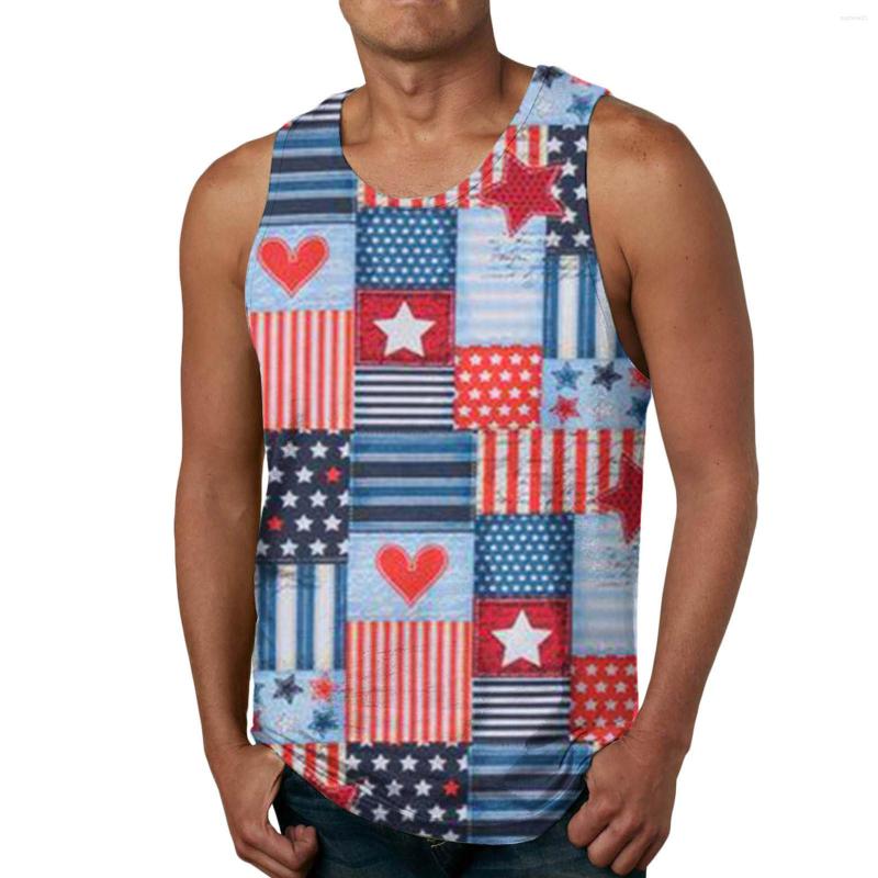 

Men's Tank Tops Men's Independence Day Sports Athletic Gym Bodybuilding Fitness Sleeveless Shirts For Beach Nightshirts Men, Red