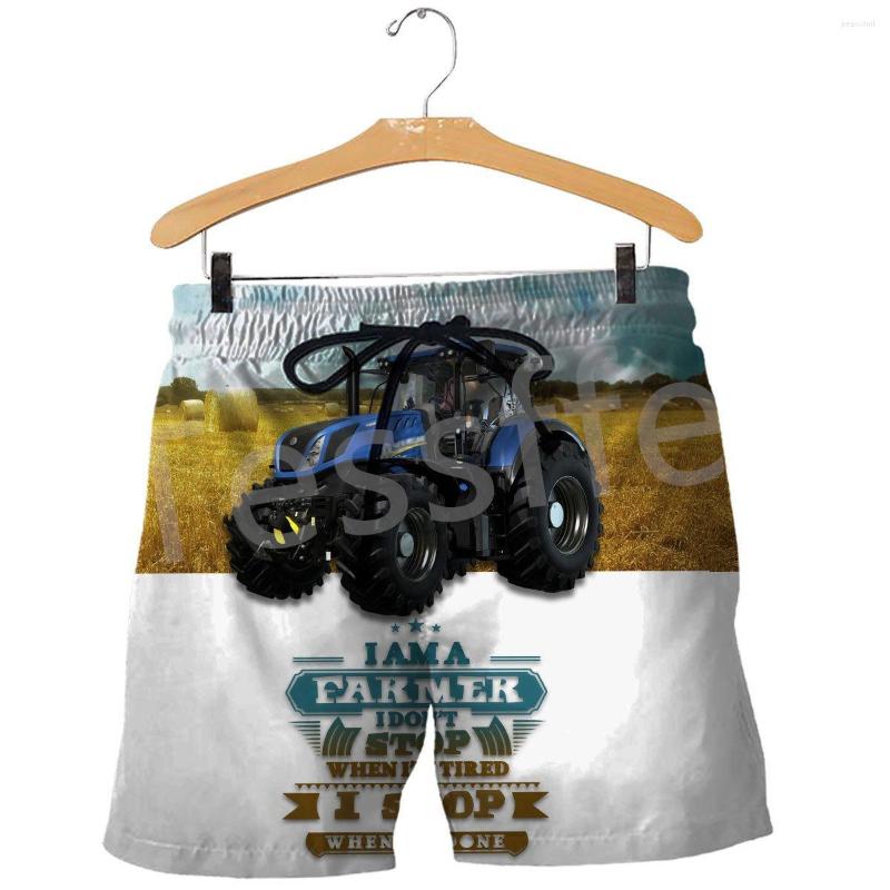 

Men' Shorts Fashion Est Worker Farmer Tractor Instrument Casual 3DPrint Unisex Funny Short Pants Summer Men/Women A2