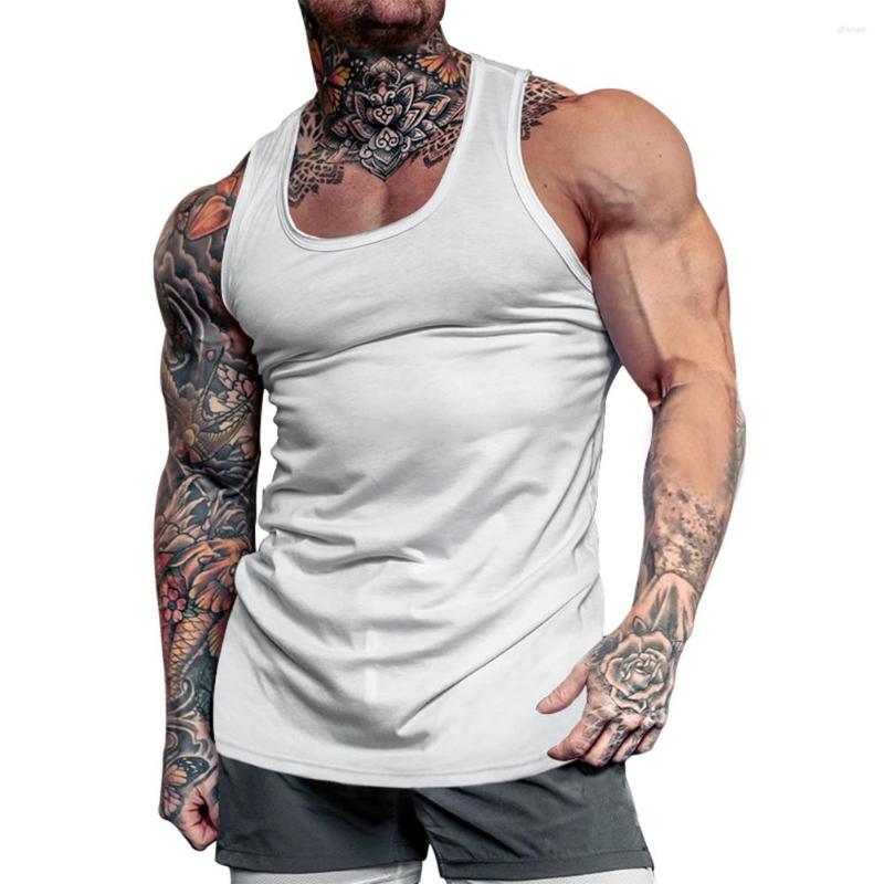 

Men's Tank Tops Men Summer Sleeveless T-shirts Gym Fitness Muscle Vest Sport Sweatshirts Male Breathable Undershirts Work Out Singlet, Black