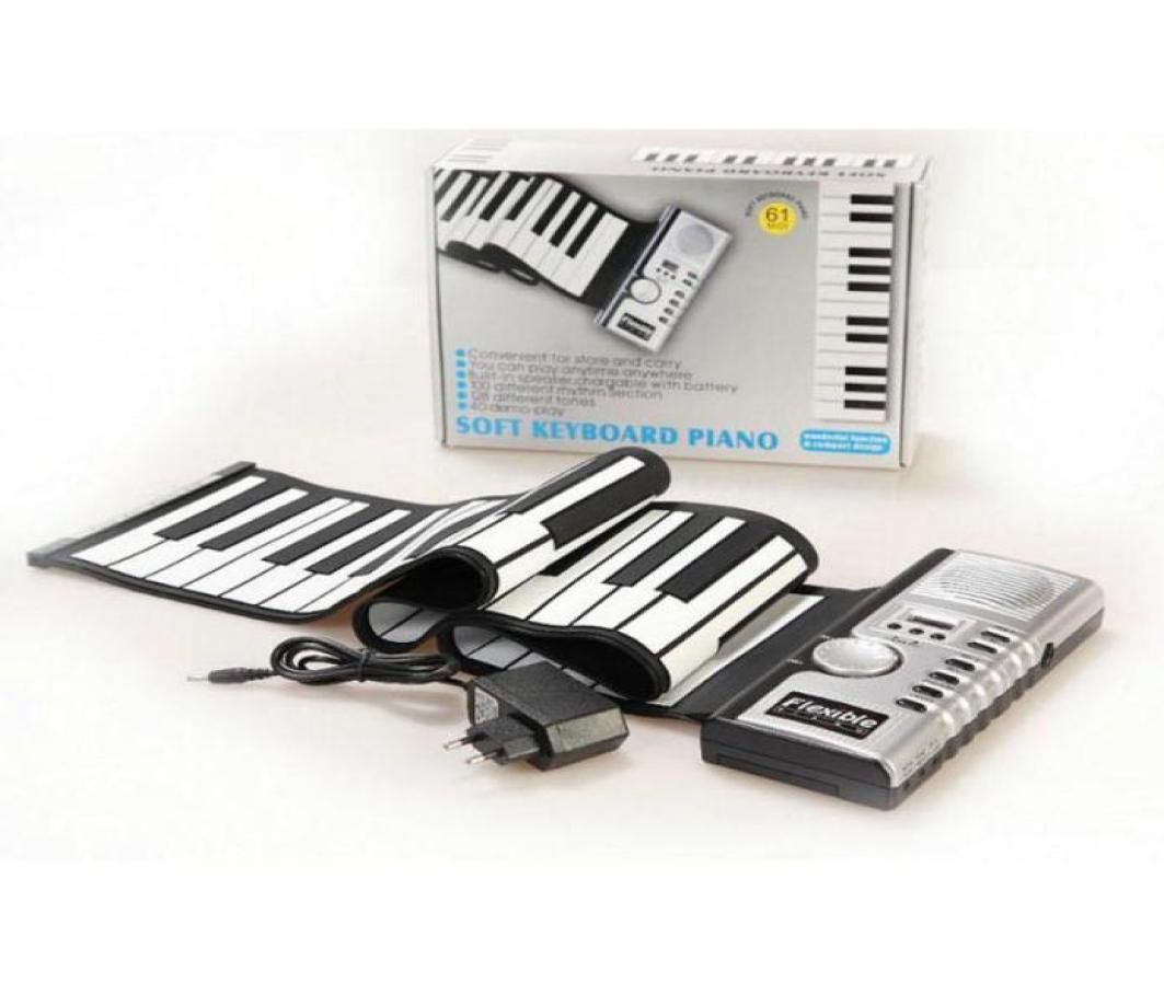 

61 Keys Flexible Synthesizer Hand Roll up RollUp Portable USB Soft Keyboard Piano MIDI Build in Speaker Electronic Piano4092775