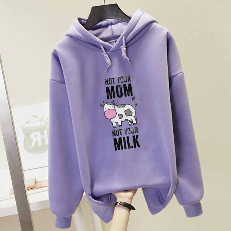 

Women' Hoodies Cartoon Cow Letters Print Sweatshirts Unisex Plus Velvet Winter Ins Harajuku Vintage Korean Loose Oversized Casual Hoody, Green
