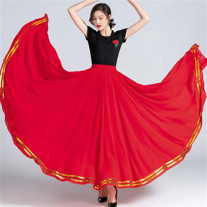 

Skirts Women Chiffon Long Skirt 720°540° Hem A-Line Elastic High Waist Solid Elegant Maxi Jupe Femme Saia Faldas, White