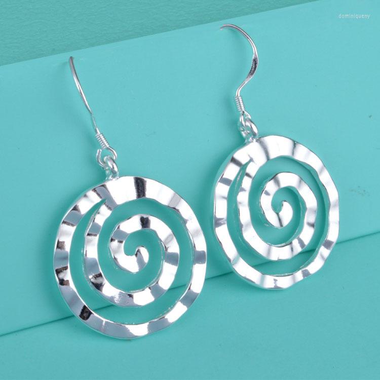

Dangle Earrings Fashion 925 Sterling Silver Spiral Circle For Women Charms Fine Party Wedding Jewelry Christmas Gifts