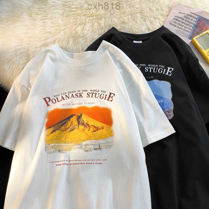 

stussys American style new short sleeved T-shirt for men, summer niche design, heavy weight clothing trend, handsome and loose fitting casual T-shirt, Black5