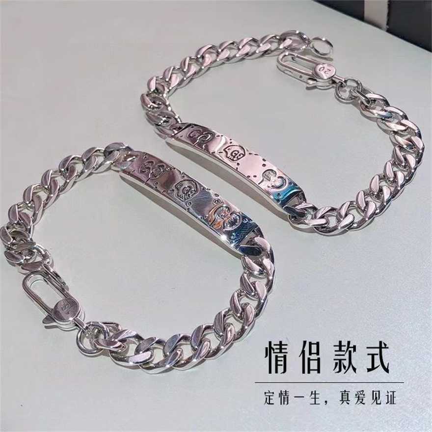 

2023 Gujia 925 Silver Star Same Skull Head Bracelet Street Made Old Style Couple Handicrafts Essential for Men