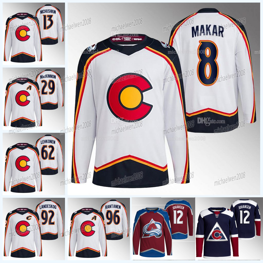 

Avalanche 8 Cale Makar Reverse Retro Jersey Ryan Johansen Gabriel Landeskog Mikko Rantanen Nathan MacKinnon Valeri Nichushkin Lehkonen Erik Johnson, Navy