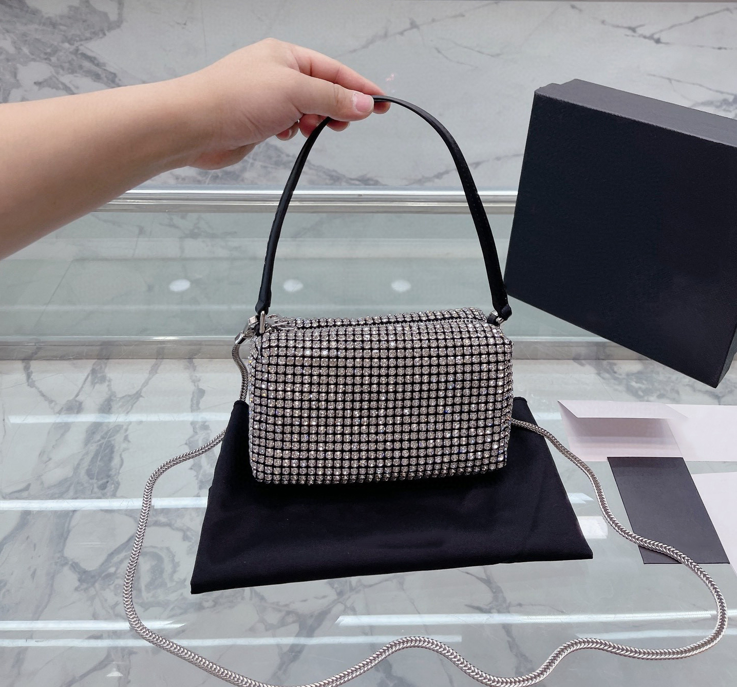 

designer bag Miss Wang Bling Buling Dinner Bag Women Glitter Diamond Evening Bags Lady Shiny Rhinestone Party Shoulder Bag