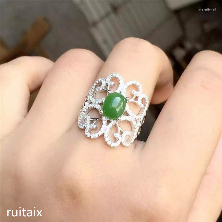 

Cluster Rings KJJEAXCMY Fine Jewelry 925 Pure Silver Inlay Natural Jasper Female Style Ring Diamond Hollow-out