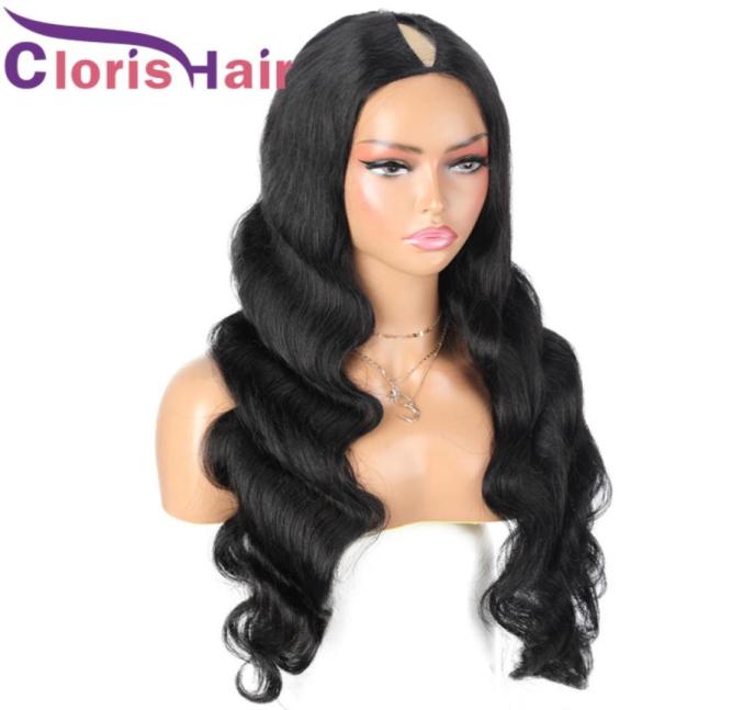 

V Part Wig Natural Wavy Human Hair No Leave Out Brazilian Virgin Body Wave Hair Glueless Wigs For Black Women Full Density28624041980180, Natural color