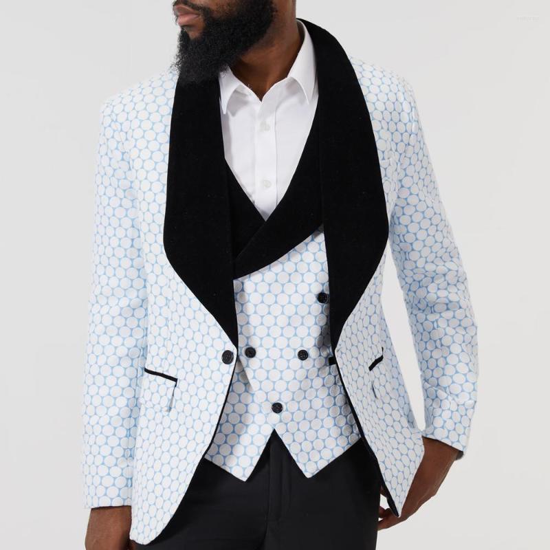 

Men's Suits Luxury Wedding Formal Men Three Piece Jacket Pants Vest Groom Tuxedo Clothes Slim Fit Blazer Set For Bridegroom Costume, Blue