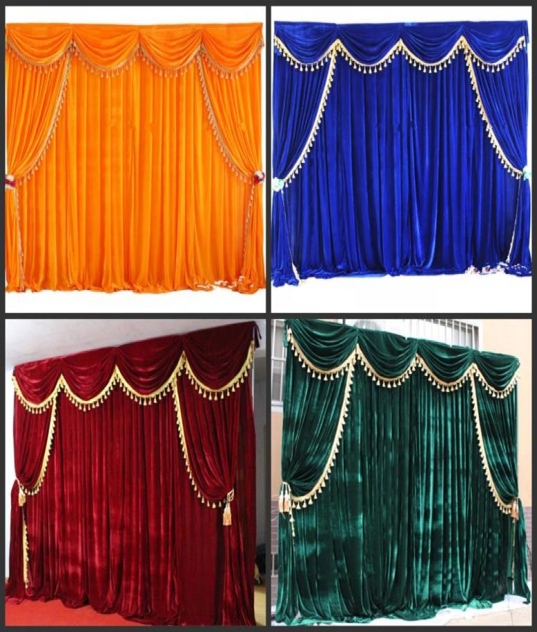 

Velvet Wedding Backdrop Curtains with Tassel Swags High Quality 36m Party Backdroung Curtain For Wedding Deaoration4617517, Beige
